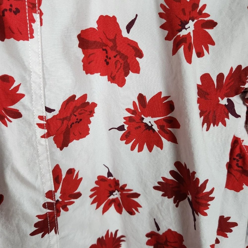 Free Assembly Shirt Womens Large Pink Floral Cotton Ruffle Sleeve High Low Top - Picture 5 of 11